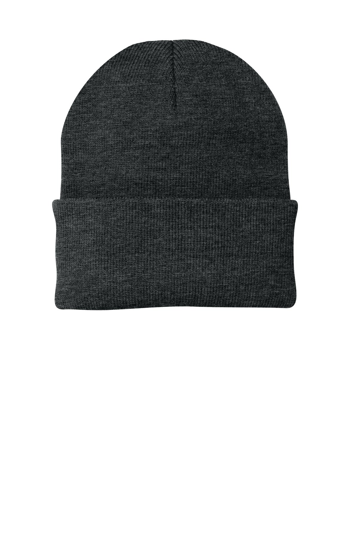 Front View of CharcoalHt Port Authority Knit Cap. CP90
