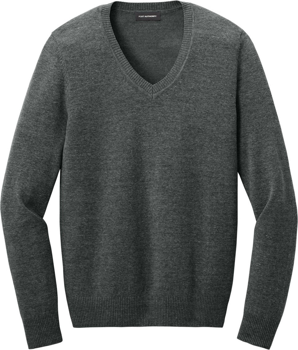 Front View of CharcoalHt Port Authority Women's Easy Care V-Neck Sweater LSW2850