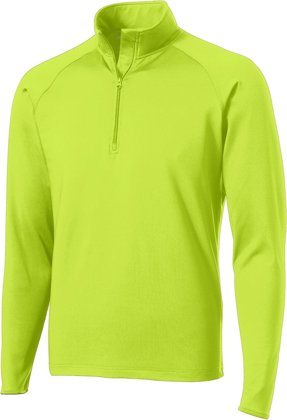 Front View of Charge Green Sport-Tek Sport-Wick Stretch 1/4-Zip Pullover. ST850