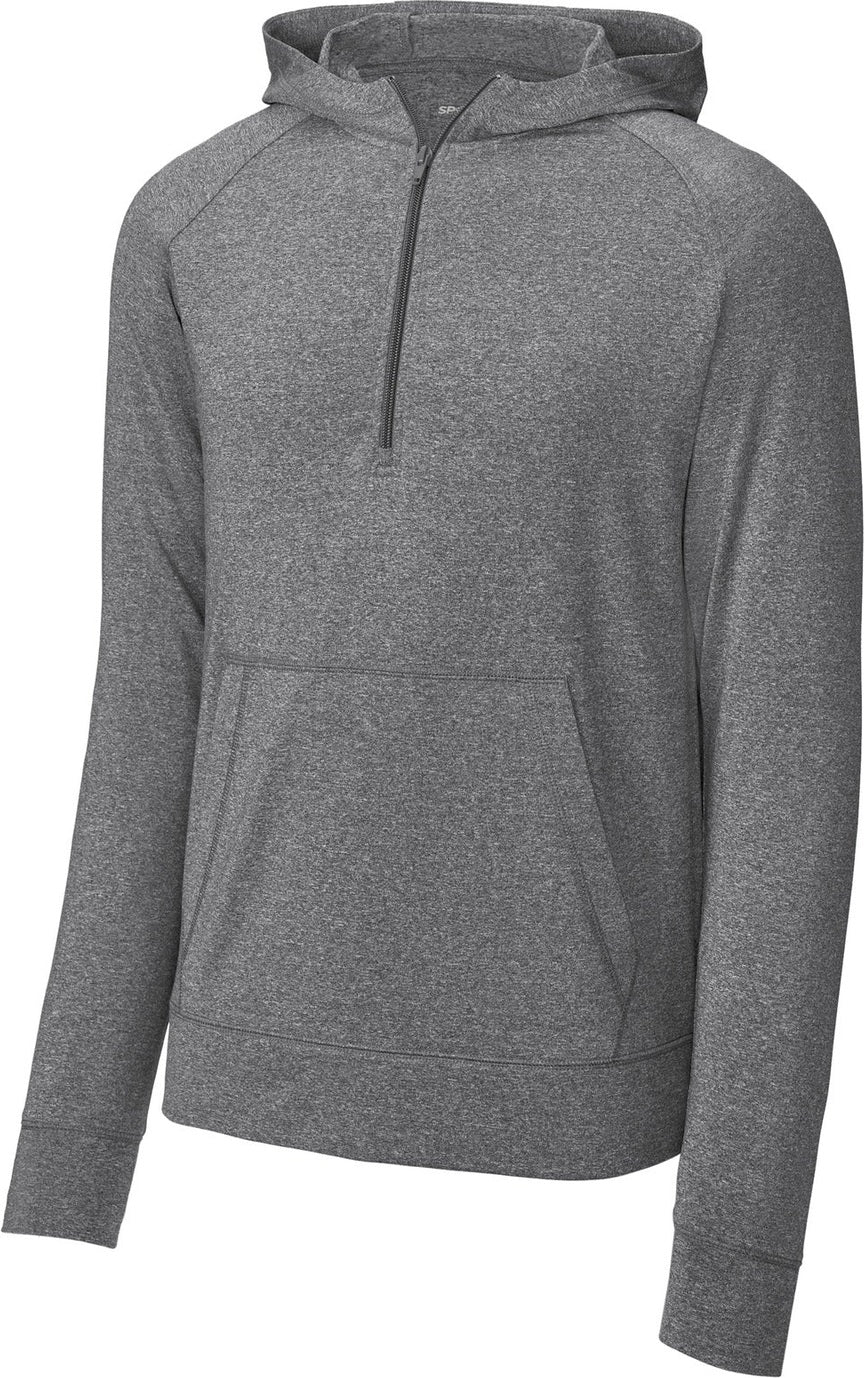 Front View of CharGreyHt Sport-Tek Sport-Wick Stretch 1/2-Zip Hoodie ST856