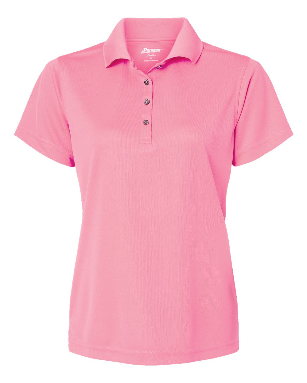 Front View of Charity Pink Women's Saratoga Performance Mini Mesh Polo - 104