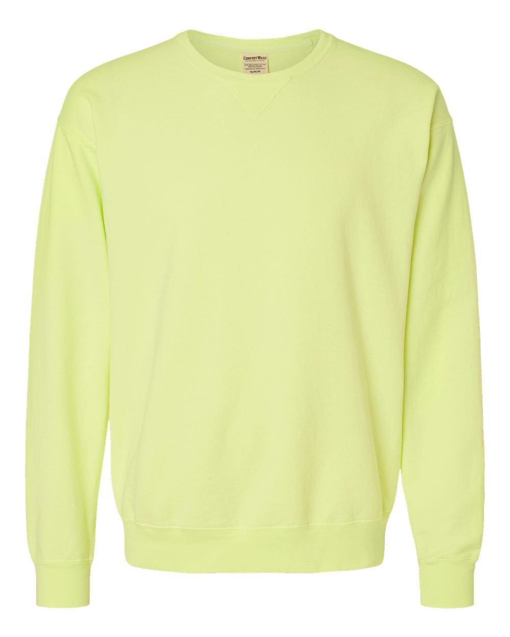 Front View of Chic Lime Garment-Dyed Crewneck Sweatshirt - GDH400