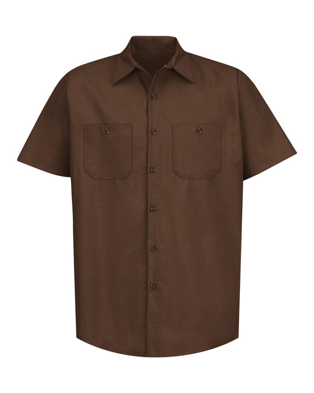 Front View of Chocolate Brown Industrial Short Sleeve Work Shirt - SP24