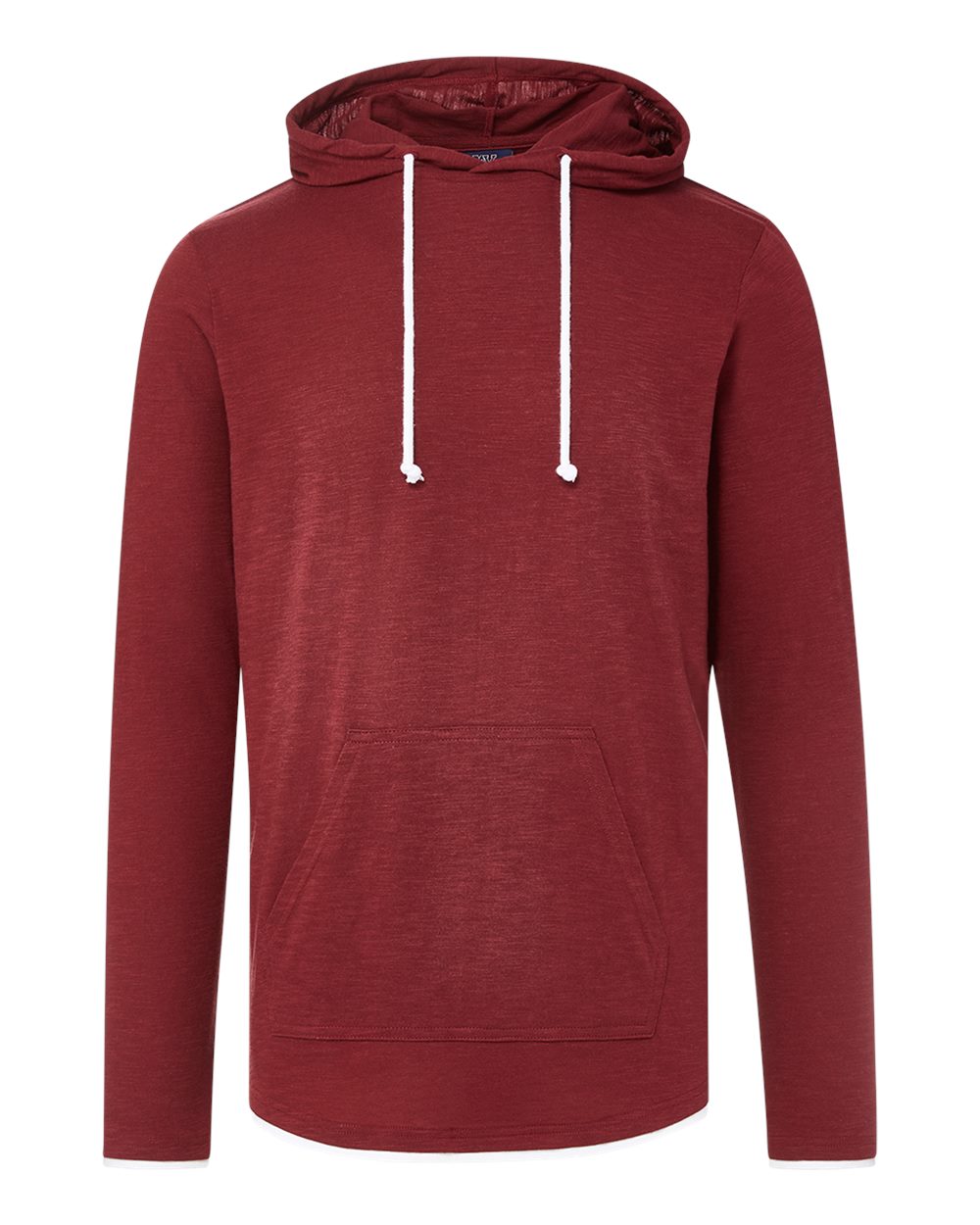 Front View of Cinnamon Miles Slub Hooded Long Sleeve T-Shirt - 24401