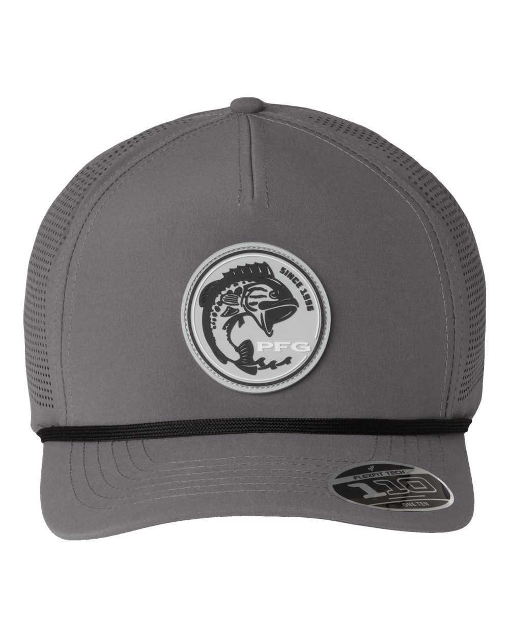 Front View of City Grey/ Fish Circle Bass Tidal Pursuit™ 3D Stretch Snapback Cap - 212134