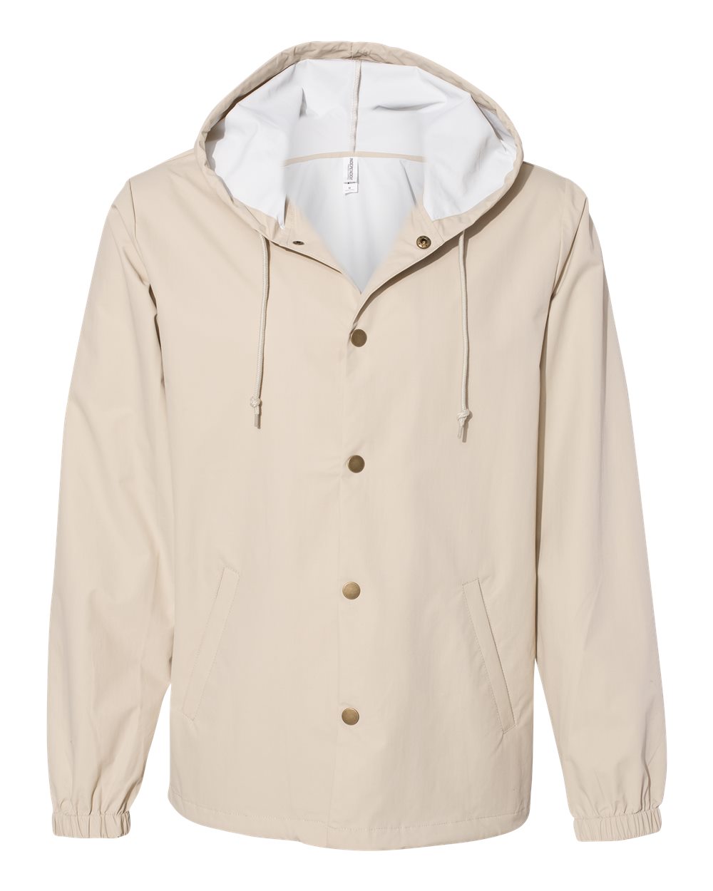 Front View of Classic Khaki Water-Resistant Hooded Windbreaker - EXP95NB