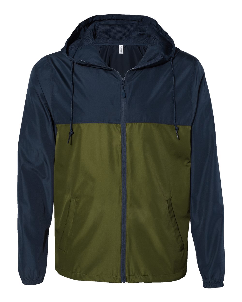 Front View of Classic Navy/ Army Lightweight Windbreaker Full-Zip Jacket - EXP54LWZ