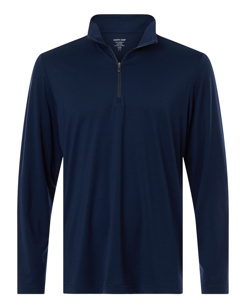 Front View of Classic Navy/ Carbon Men's JAQ Stretch Performance Quarter-Zip - NE405 plain