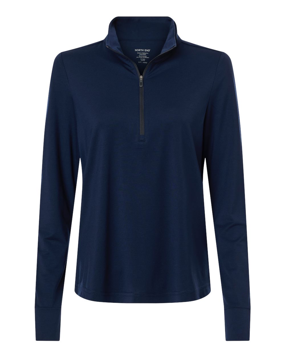 Front View of Classic Navy/ Carbon Women's Jaq Stretch Performance Quarter-Zip - NE405W plain