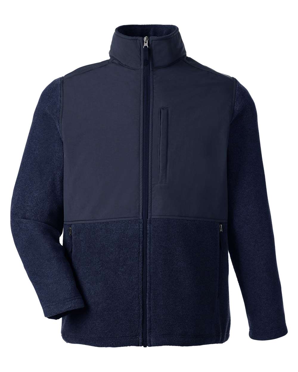 Front View of Classic Navy/ Classic Navy Men's Journey Summit Hybrid Full-Zip - CE890