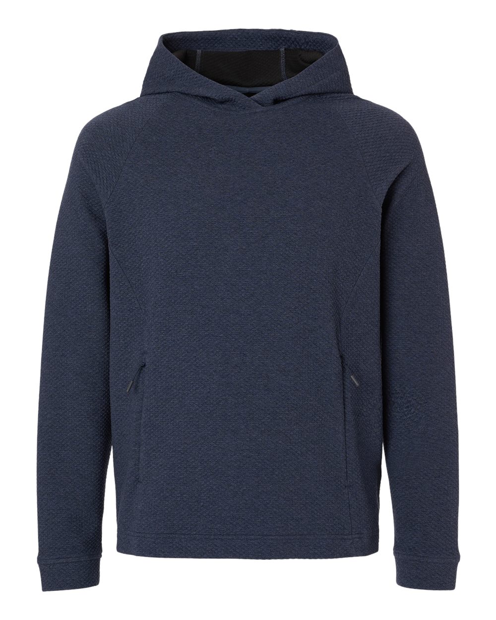 Front View of Classic Navy Heather Men&#39;s Spirit Hooded Pullover - NE729