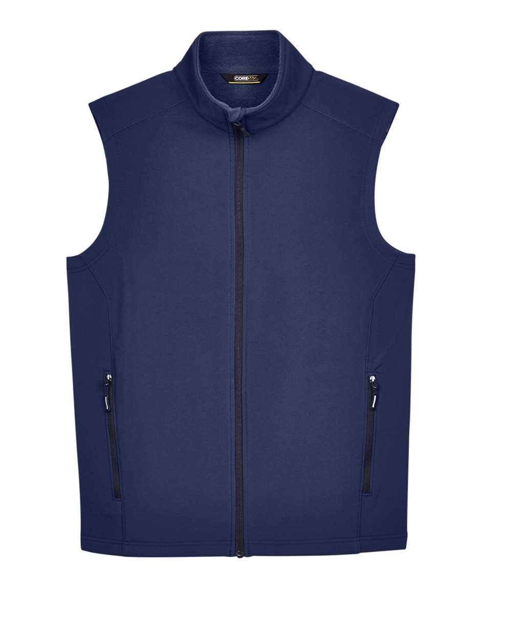 Front View of Classic Navy Men's Cruise Two-Layer Fleece Bonded Soft Shell Vest - CE701