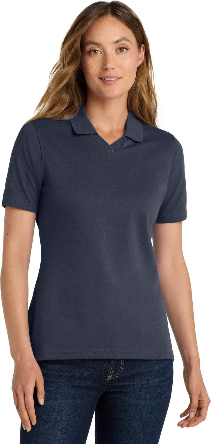 Front View of Classic Navy Port Authority Women's Rapid Dry Polo. L455