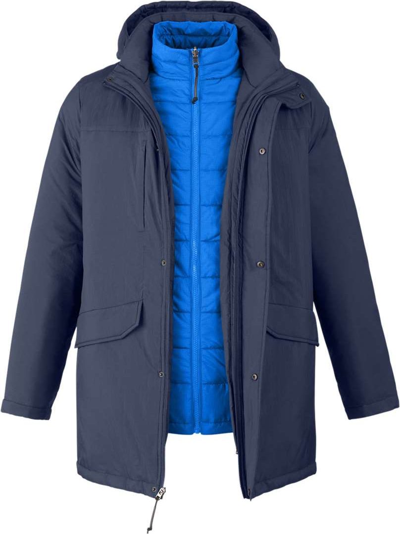 Front View of Classic Navy/ True Royal Men's Inspire 3-in-1 Jacket with Insulated Liner - CE725