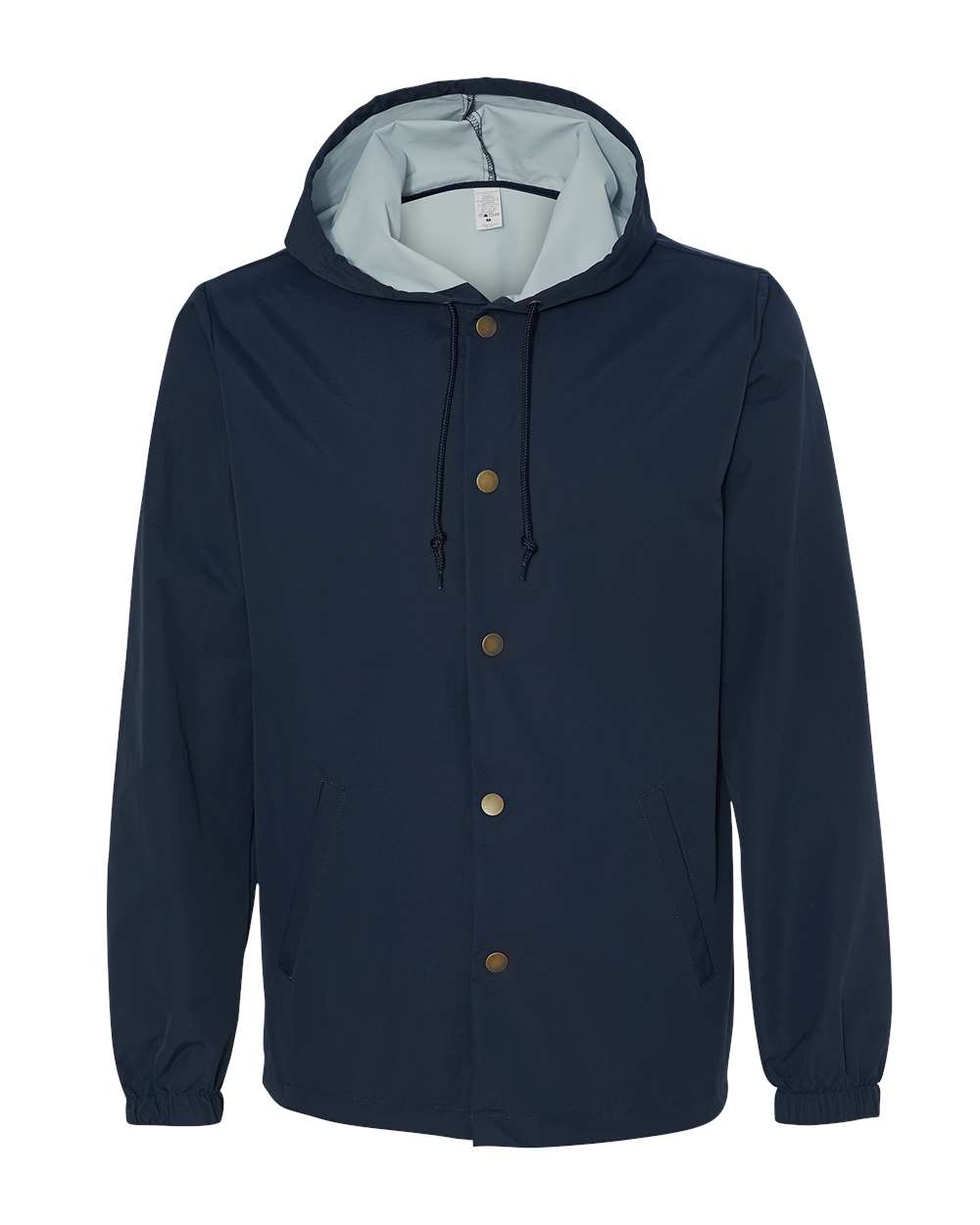 Front View of Classic Navy Water-Resistant Hooded Windbreaker - EXP95NB