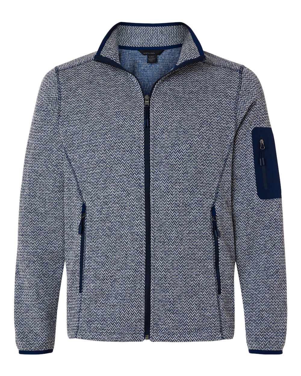 Front View of Classic Navy/ White Men&#39;s Jasper Full-Zip Fleece Jacket - NE730