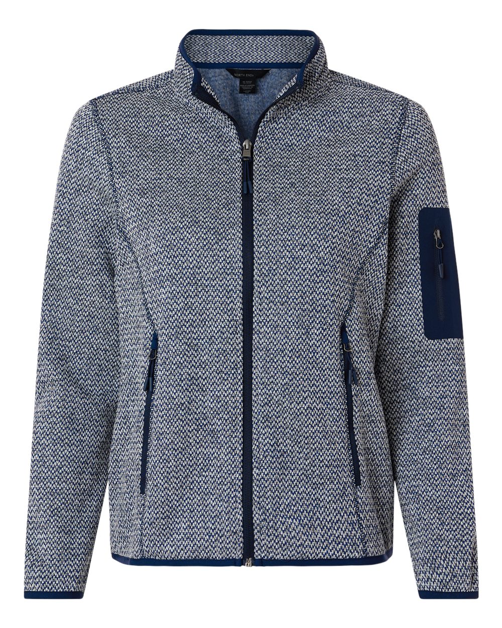 Front View of Classic Navy/ White Women's Jasper Full-Zip Fleece Jacket - NE730W