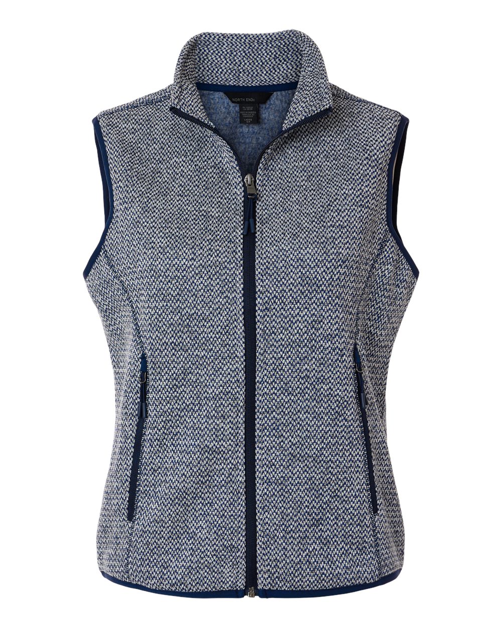 Front View of Classic Navy/ White Women's Jasper Jacquard Fleece Vest - NE731W