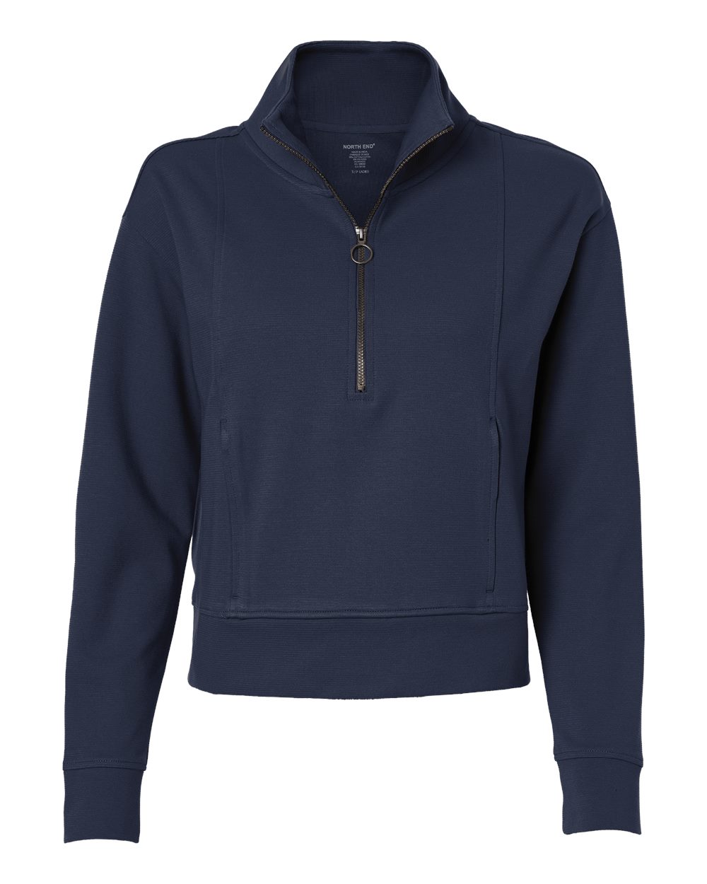 Front View of Classic Navy Women's Mantra Half-Zip Ottoman Pullover - NE220W plain