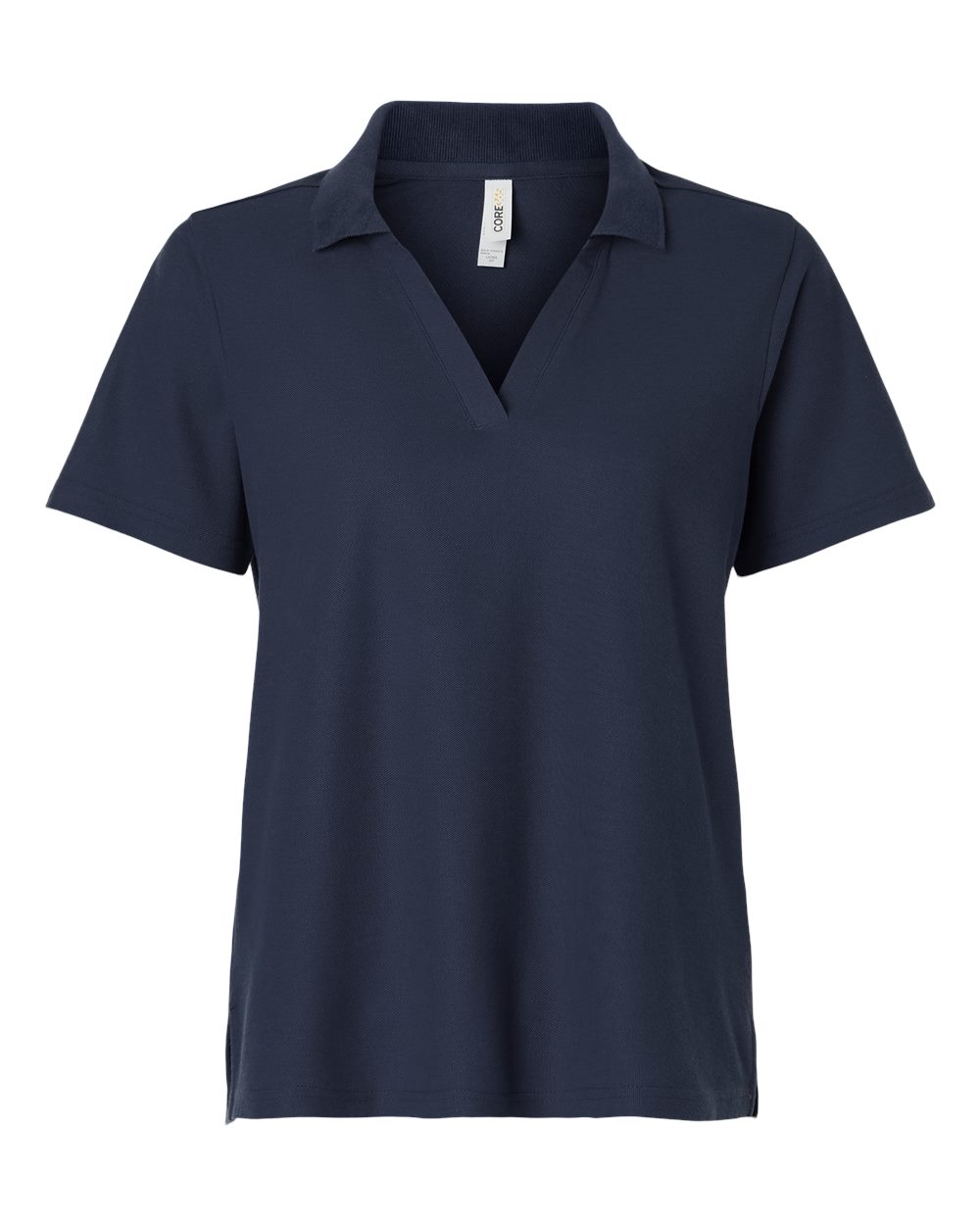 Front View of Classic Navy Women's Resolve CVC Performance Pique Polo - CE106W