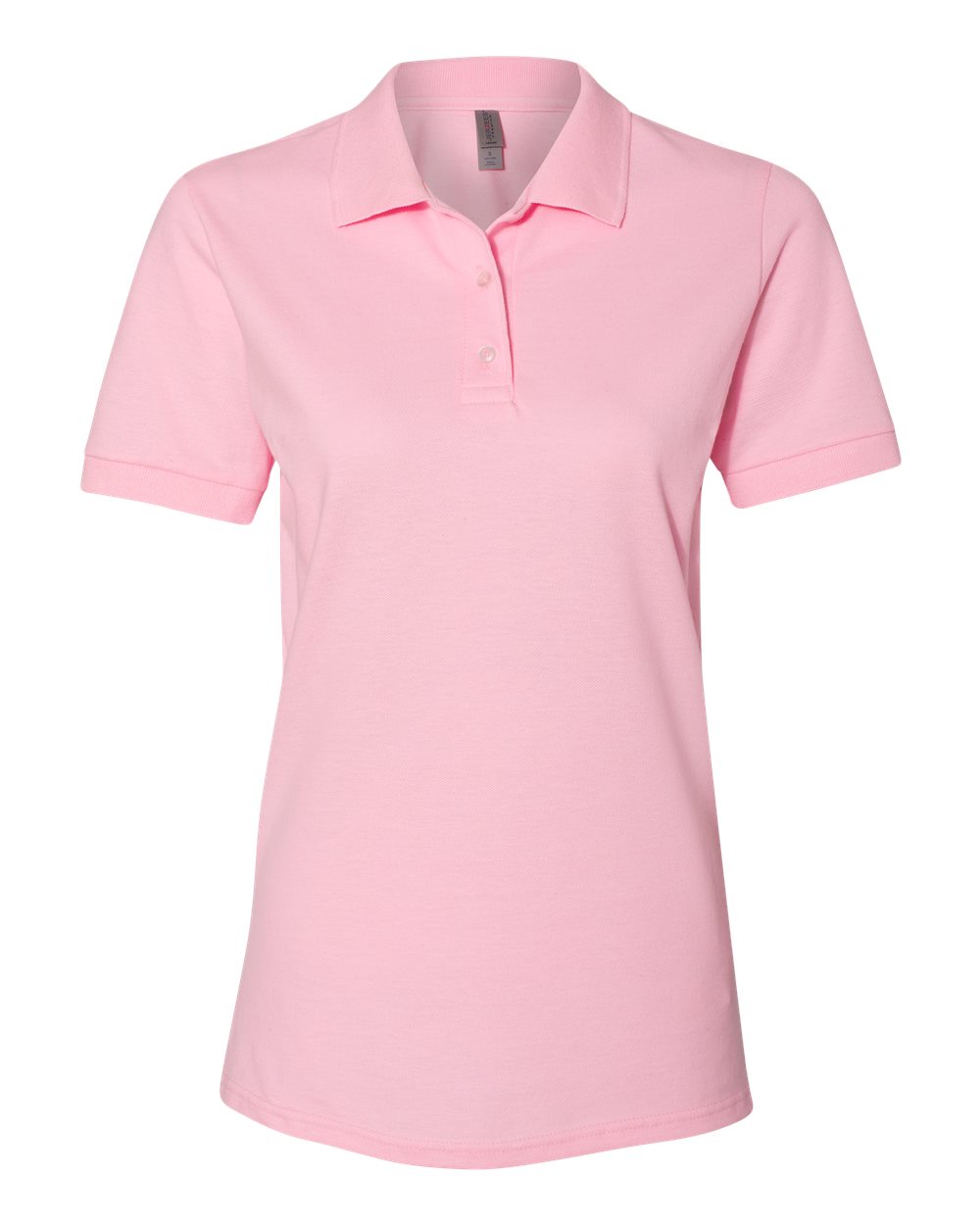 Front View of Classic Pink Women's 100% Ring-Spun Cotton Piqué Polo - 443W