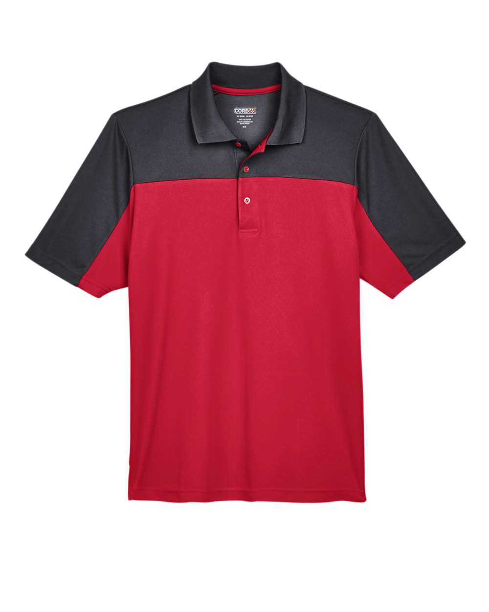Front View of Classic Red/ Carbon Men's Balance Colorblock Performance Piqué Polo - CE101