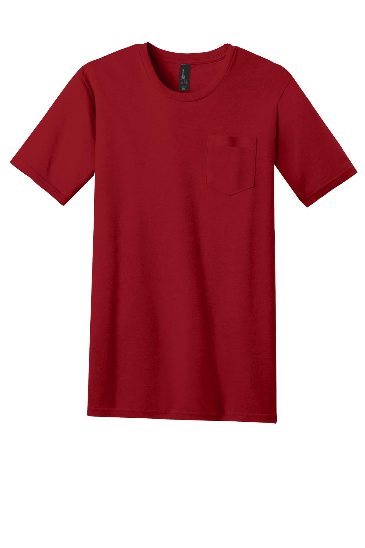 Front View of Classic Red District Very Important Tee with Pocket. DT6000P