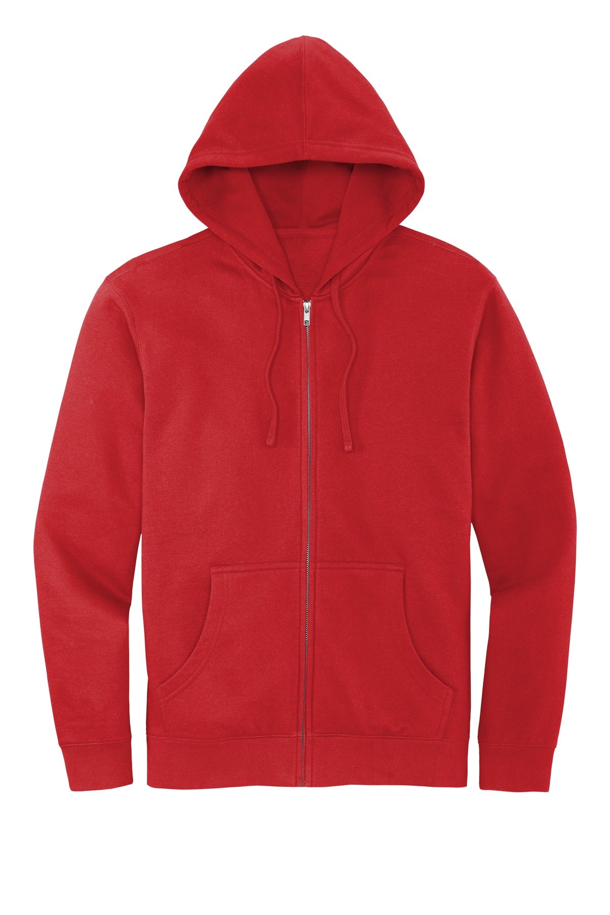 Front View of Classic Red District V.I.T. Fleece Full-Zip Hoodie DT6102