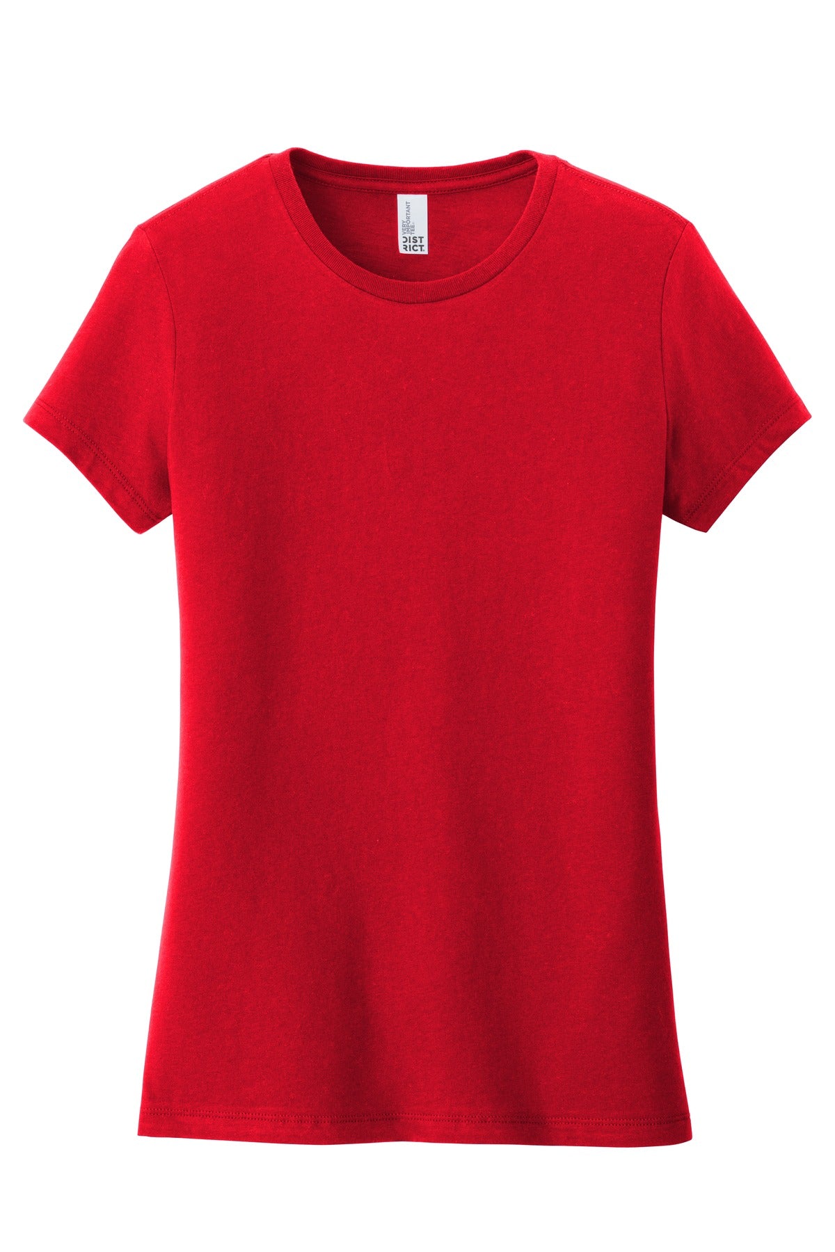 Front View of Classic Red District Women's Very Important Tee . DT6002