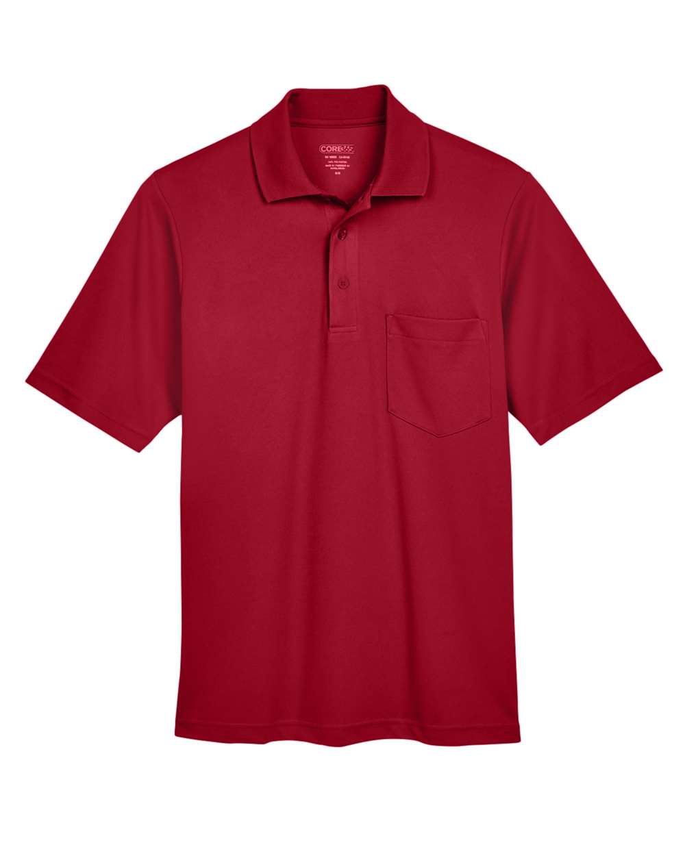 Front View of Classic Red Men's Origin Performance Piqué Polo with Pocket - 88181P