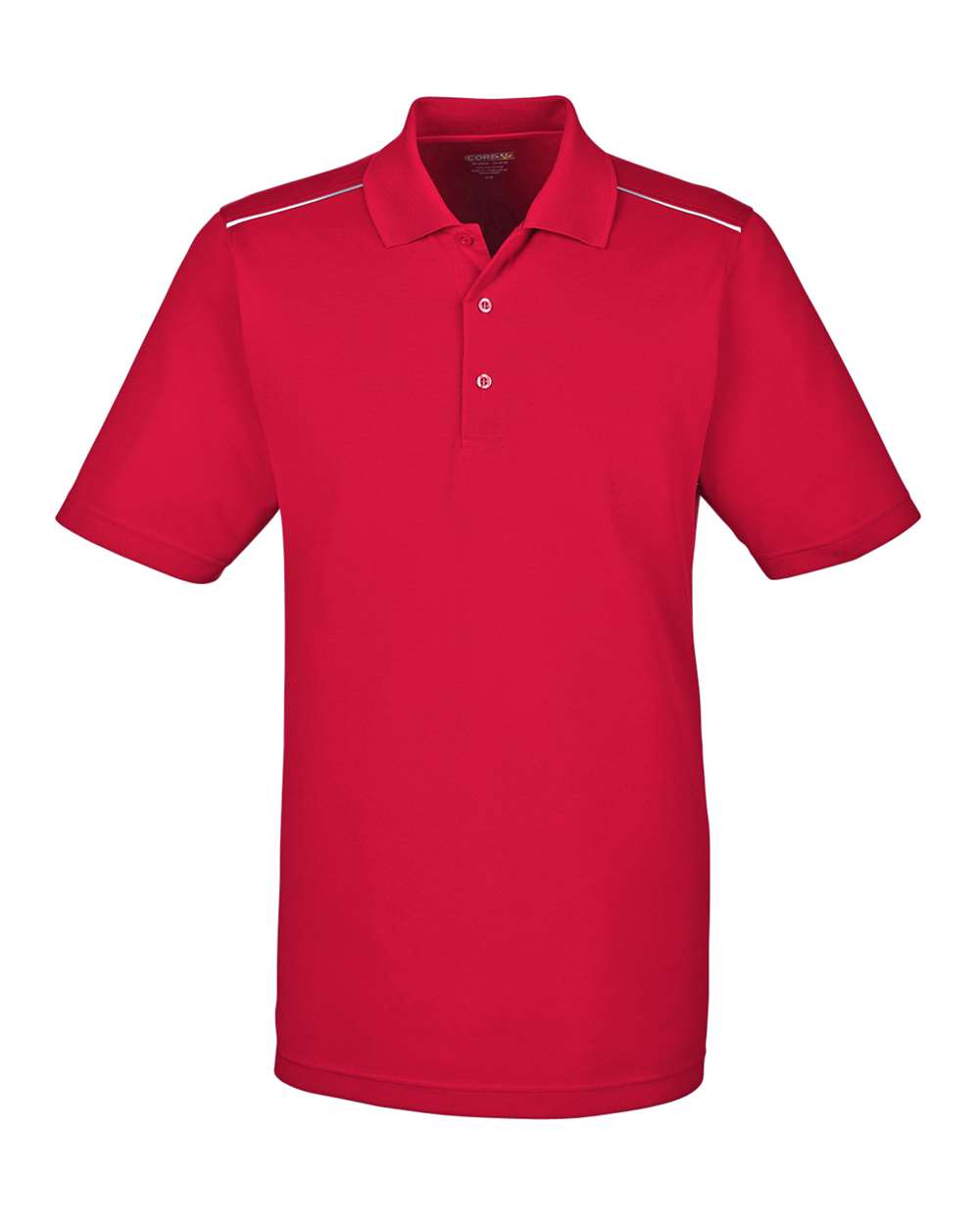 Front View of Classic Red Men's Radiant Performance Piqué Polo with Reflective Piping - 88181R