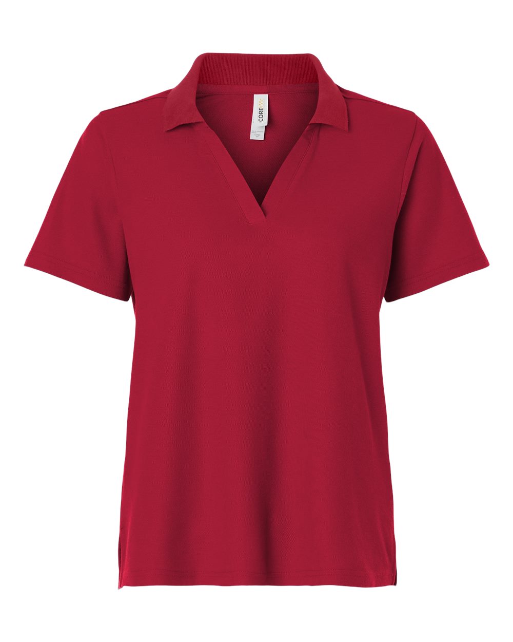 Front View of Classic Red Women's Resolve CVC Performance Pique Polo - CE106W