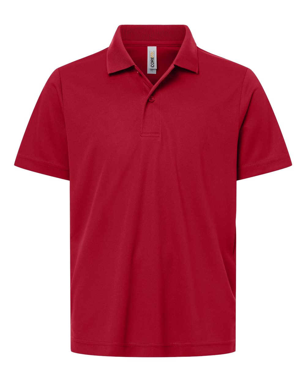 Front View of Classic Red Youth Nova Performance Pique Polo - CE108Y plain