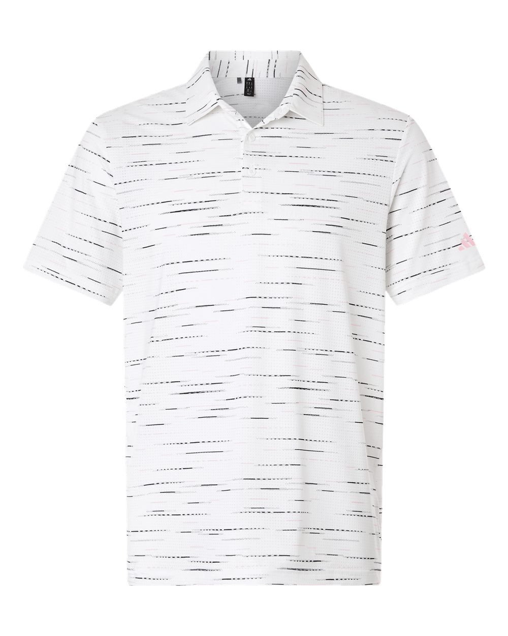 Front View of Clear Pink Men&#39;s Ultimate365 Mesh Glimmer Print Polo - A2015
