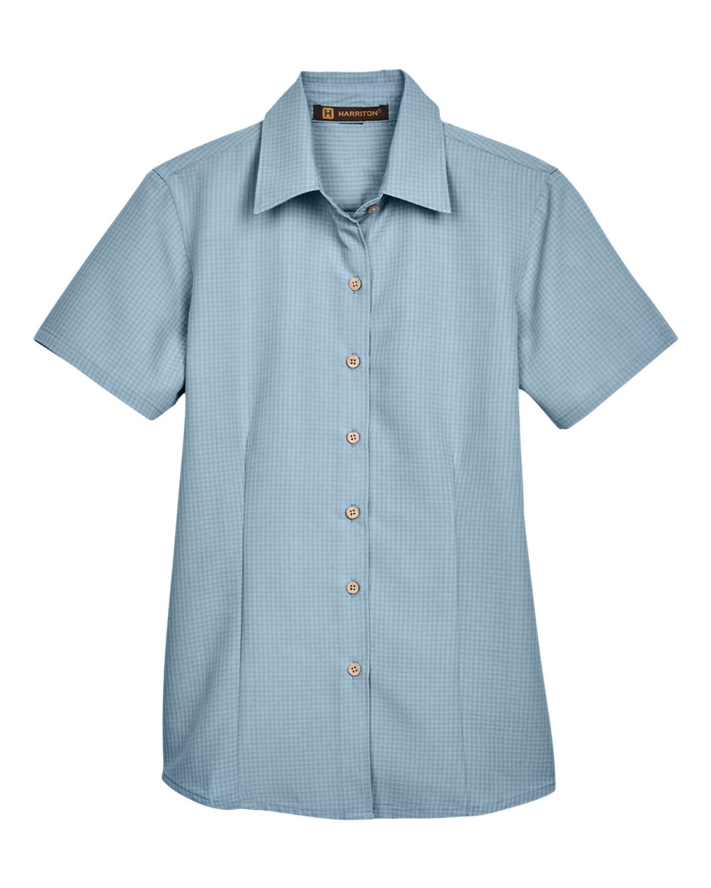 Front View of Cloud Blue Women's Barbados Textured Camp Shirt - M560W