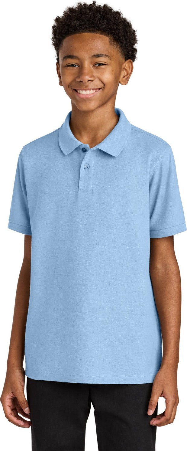 Front View of CloudBlue Port Authority Youth Wearever Signature Pique Polo Y200