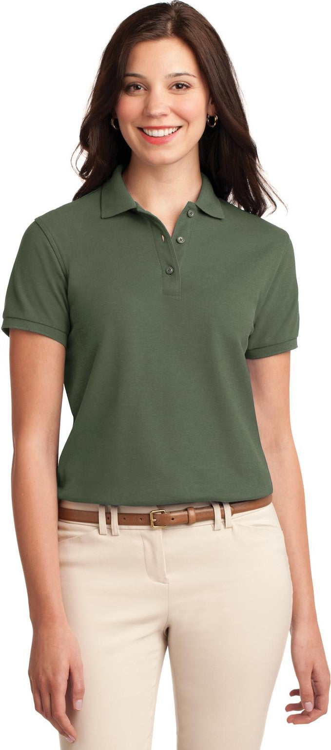 Front View of Clover Green Port Authority Women's Silk Touch Polo. L500