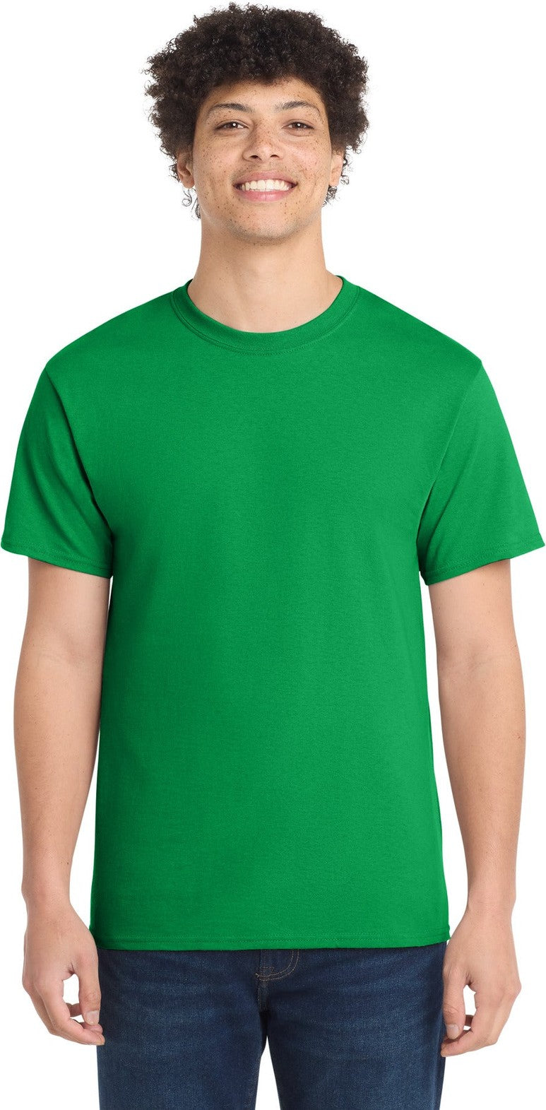 Front View of Clover Green Port & Co Core Cotton Tee. PC54
