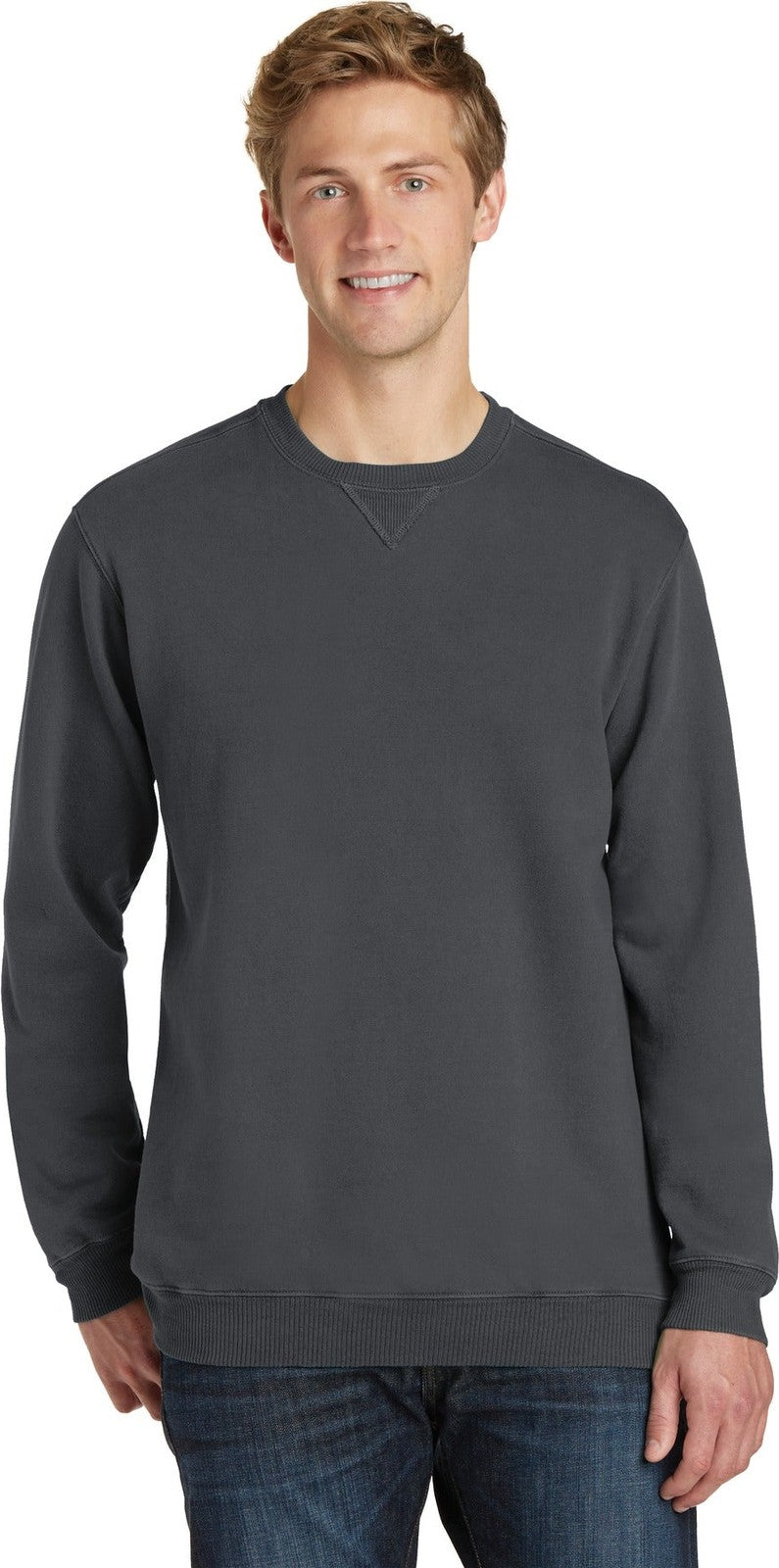 Front View of Coal Port & Co Beach Wash Garment-Dyed Crewneck Sweatshirt PC098