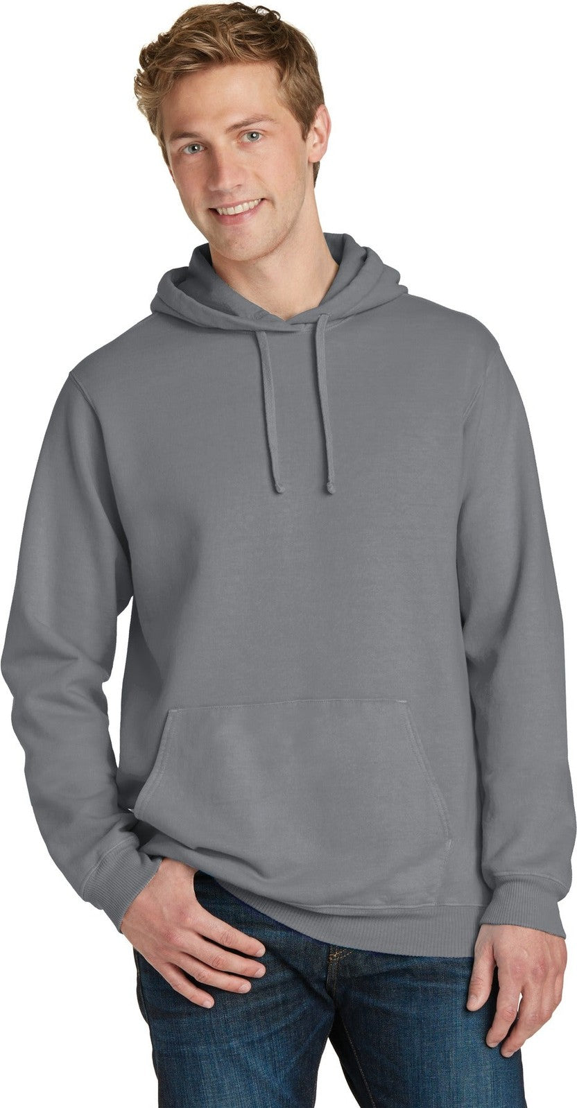 Front View of Coal Port & Co Beach Wash Garment-Dyed Pullover Hooded Sweatshirt. PC098H