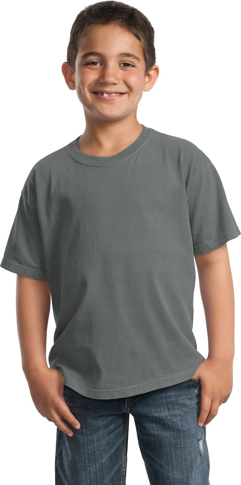 Front View of Coal Port & Co Youth Beach Wash Garment-Dyed Tee. PC099Y