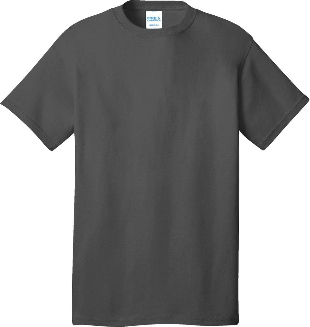 Front View of CoalGrey Port & Co Core Cotton Tee. PC54