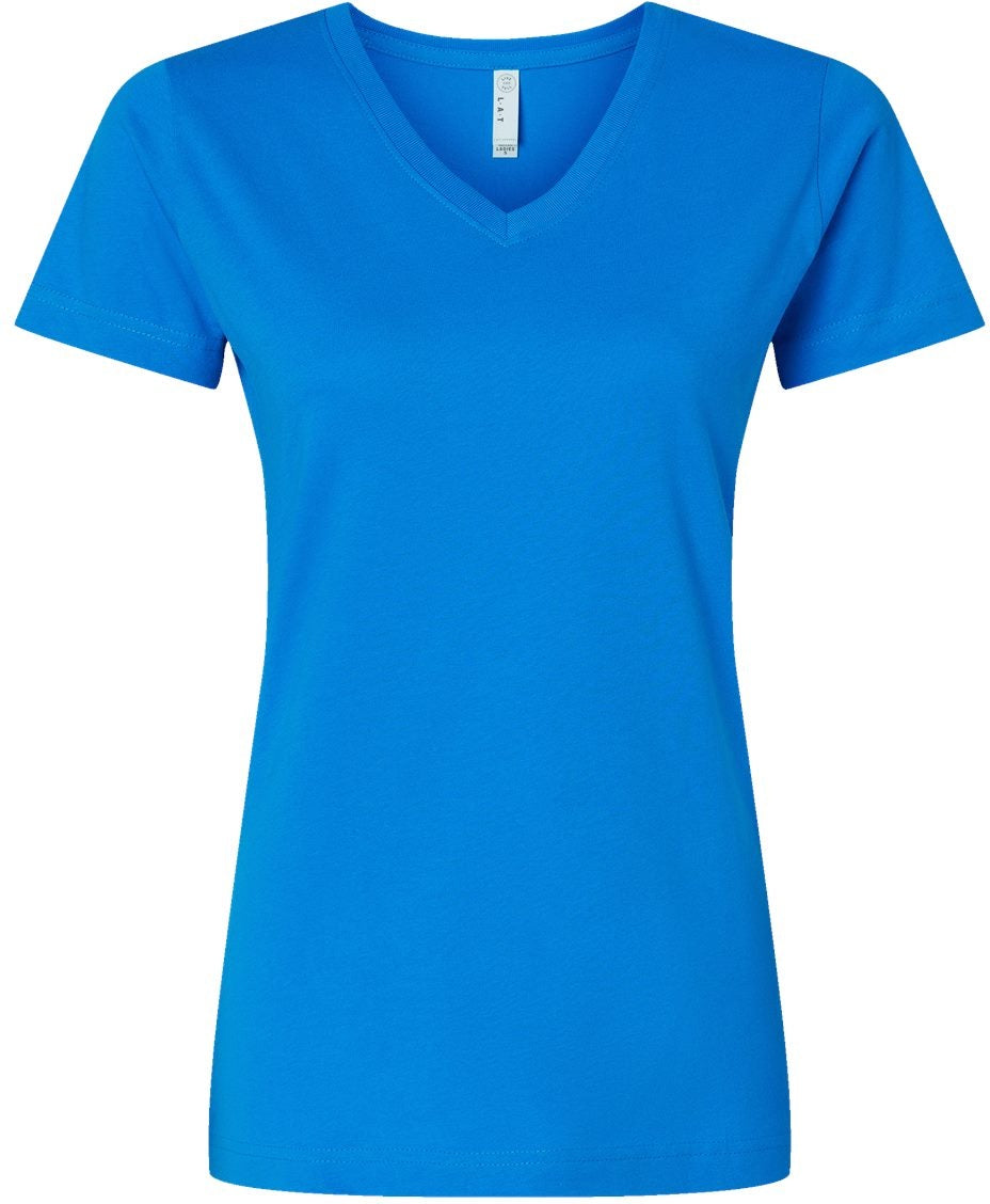 Front View of Cobalt Women's Fine Jersey V-Neck Tee - 3507