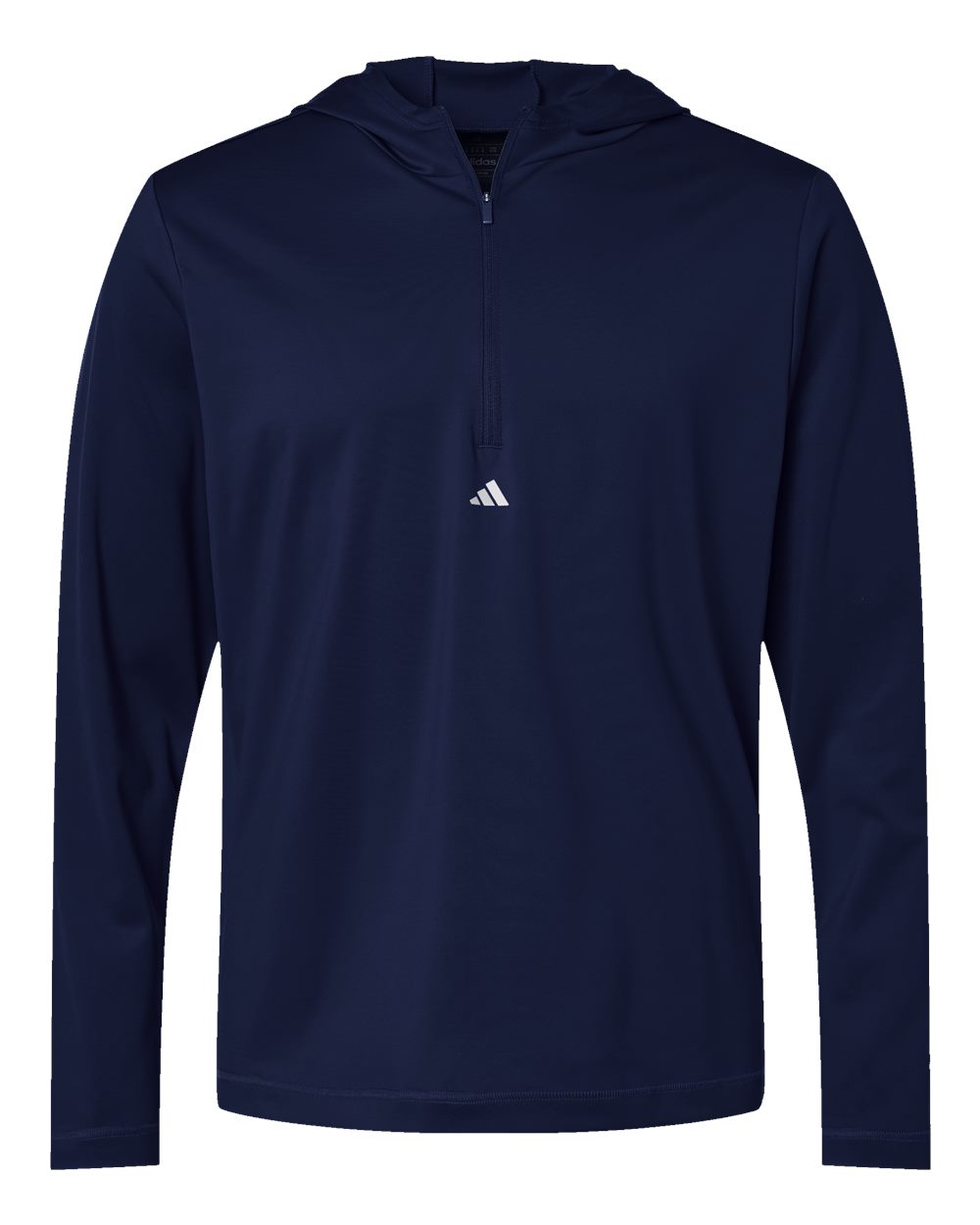 Front View of Collegiate Navy Lightweight Performance Quarter-Zip Hooded Pullover - A596