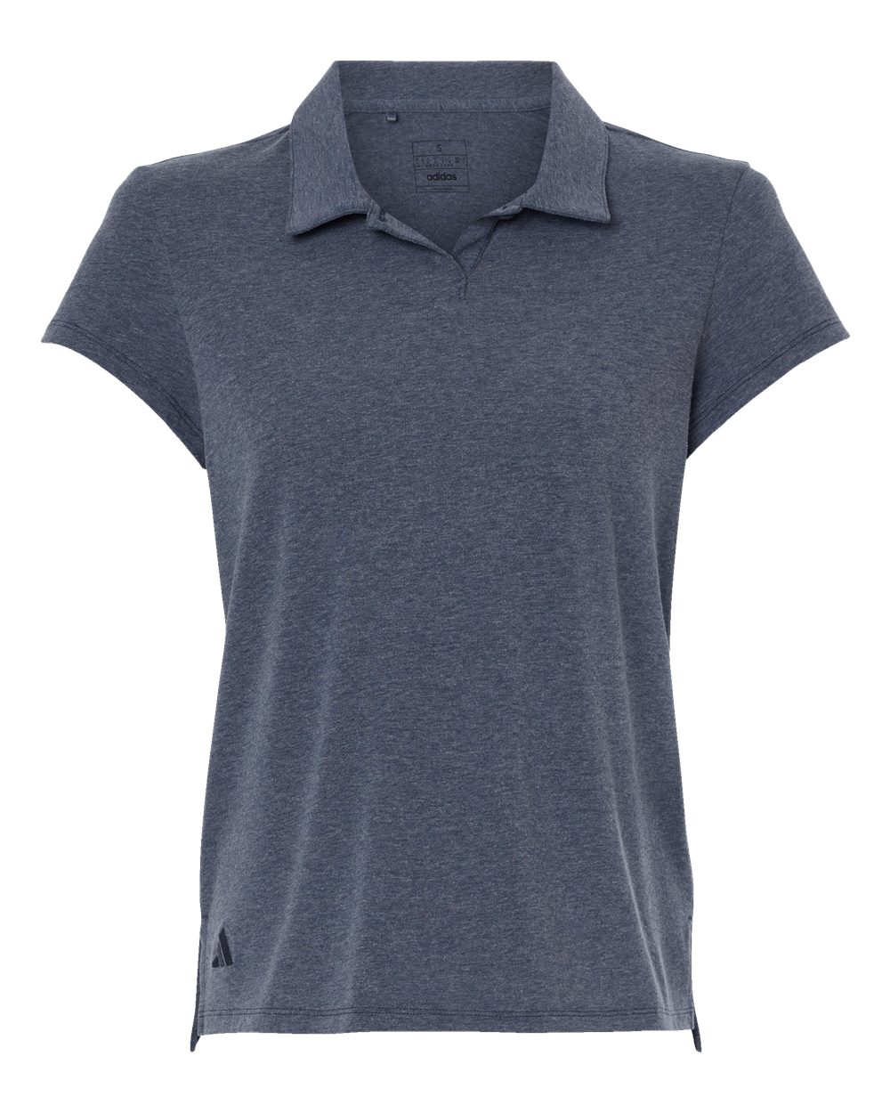 Front View of Collegiate Navy Melange Women's Blend Polo - A690