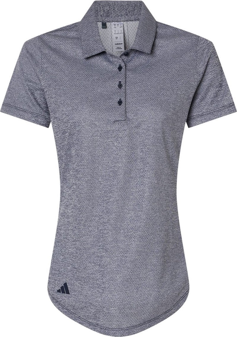 Front View of Collegiate Navy Melange Women's Space Dyed Polo - A592