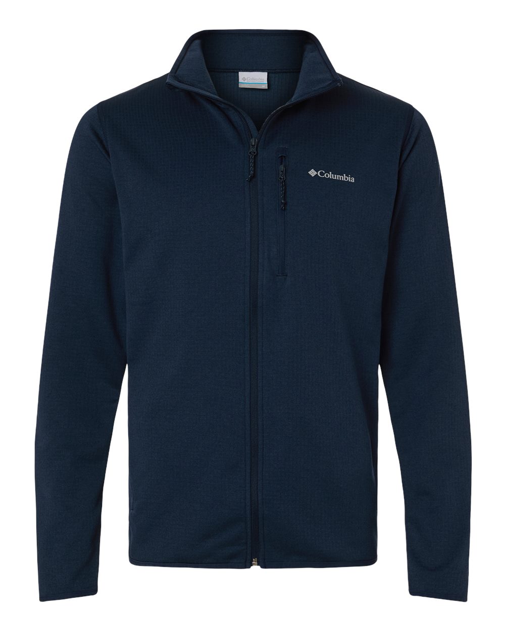 Front View of Collegiate Navy Men&#39;s Essential Hike™ Grid Fleece Full-Zip - 213684