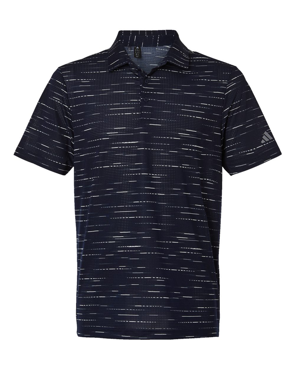 Front View of Collegiate Navy Men&#39;s Ultimate365 Mesh Glimmer Print Polo - A2015