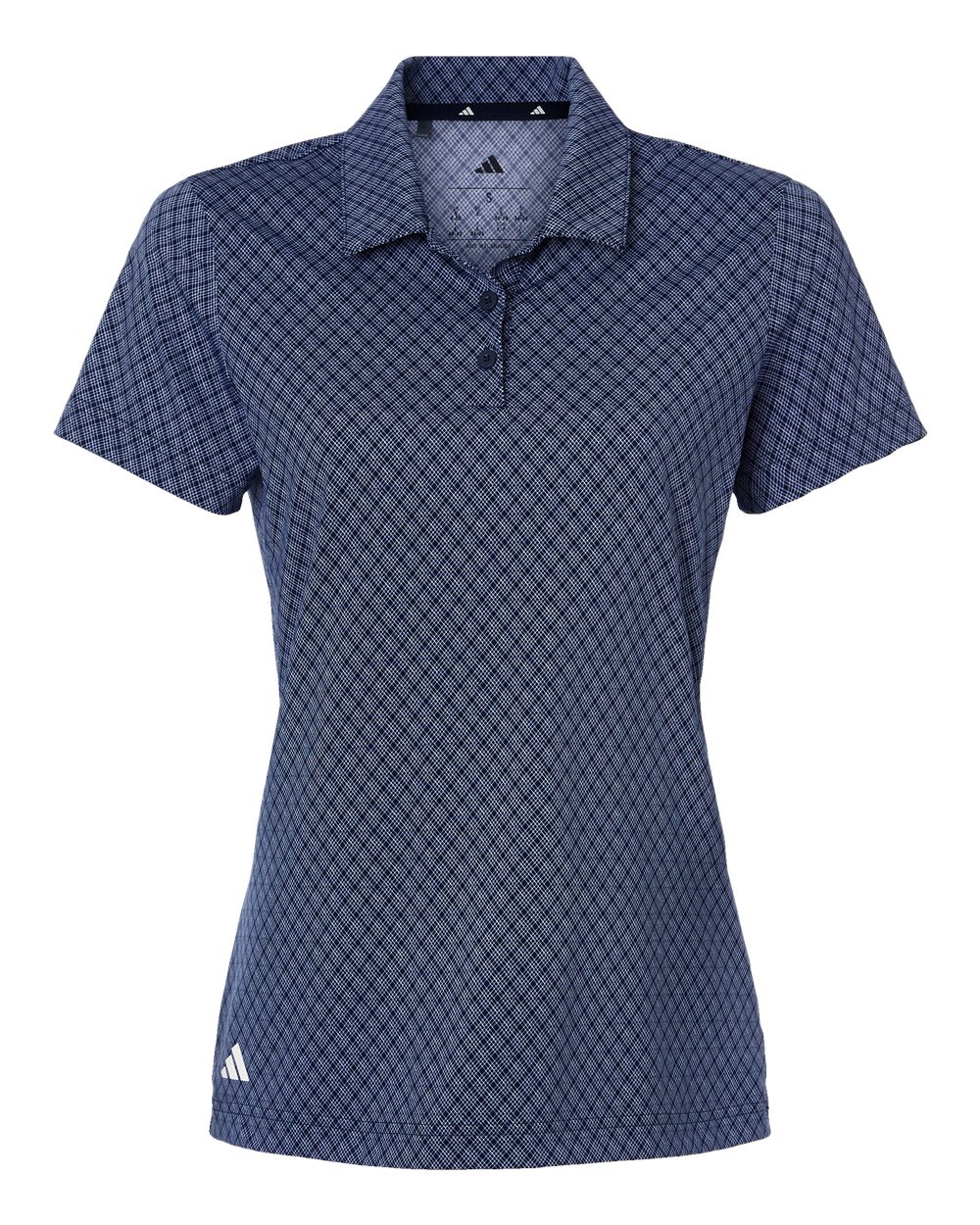 Front View of Collegiate Navy Women&#39;s 4-Way Stretch Printed Polo - A717