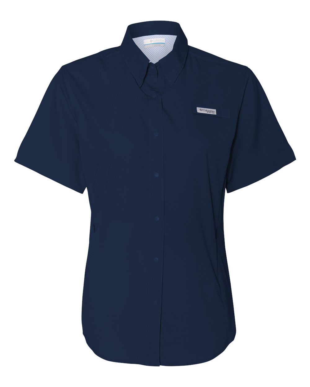 Front View of Collegiate Navy Women&#39;s PFG Tamiami™ II Short Sleeve Shirt - 212466